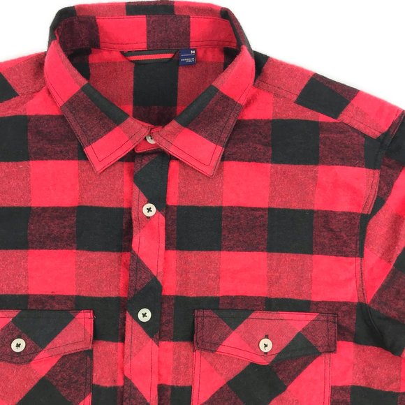 Buffalo Plaid Flannel Shirt Medium Red Black Sz M - Picture 8 of 10